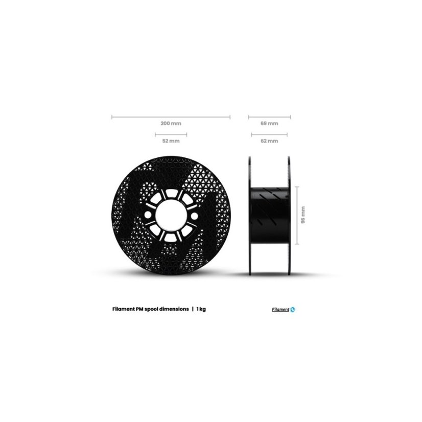 Filament PM ABS - Oranžová, 1,75 mm, 1 kg – rozměry cívky