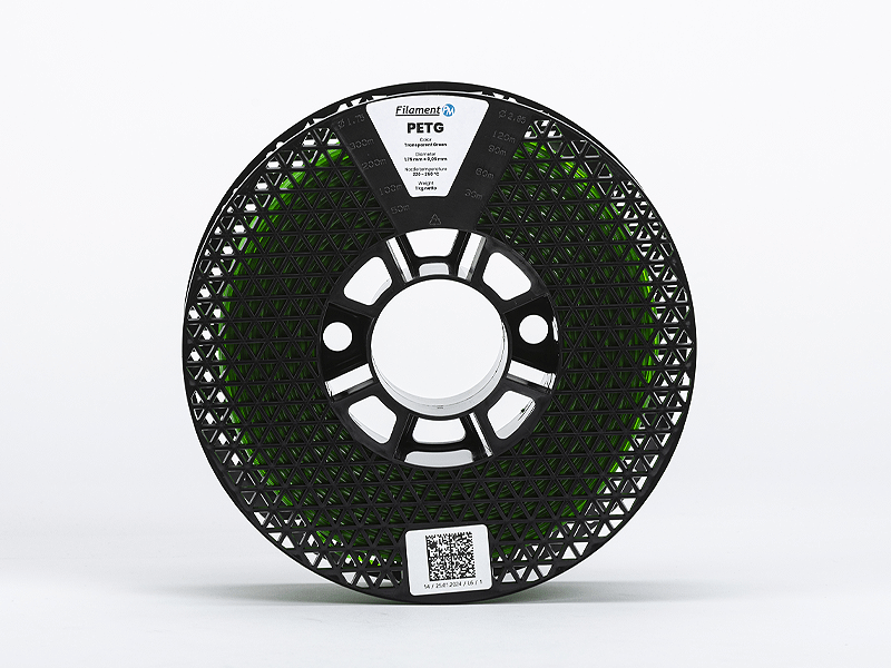 Transparentný zelený PETG filament 1,75 mm – 1 kg
