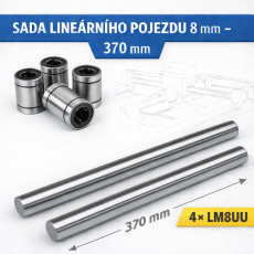 Sada lineárního pojezdu 8 mm – 370 mm (4× LM8UU)