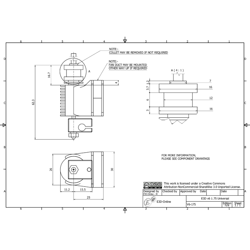 hotend v6 nakres