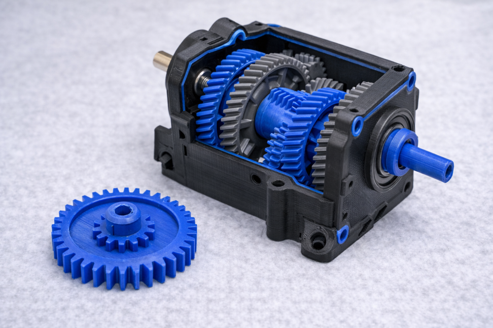 3D tištěná mechanická převodová součást a ozubené kolo