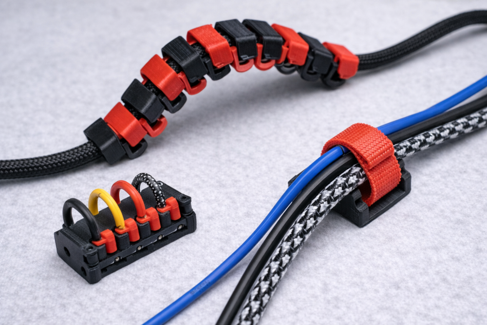 Flexibilní 3D tištěné díly pro vedení kabelů