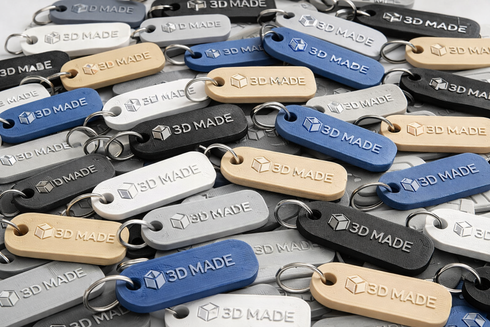 Sériová výroba 3D tištěných personalizovaných klíčenek